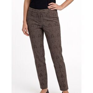 Worthington Brown Damask Patterned Cropped Skinny Pants Size 14